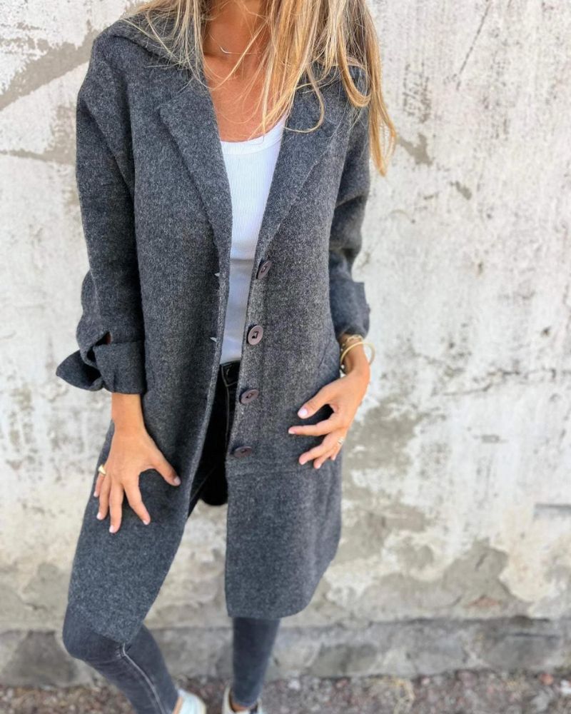 Manteau long à revers – Élégance décontractée pour chaque saison
