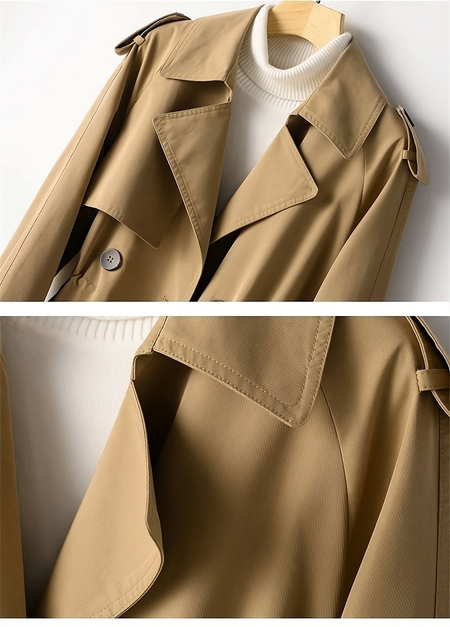 Trench Élégant – Design Croisé Double et Coupe Intemporelle
