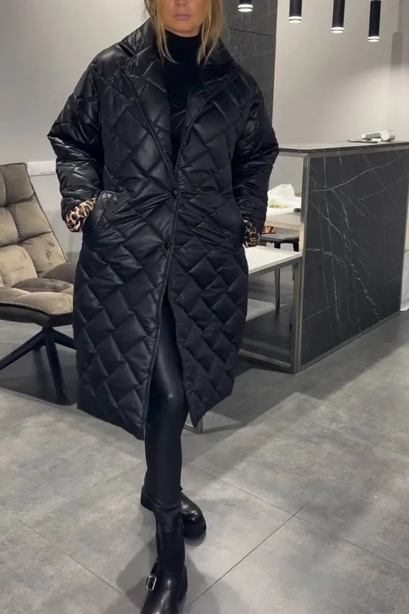 Manteau matelassé – Élégance intemporelle avec une touche léopard audacieuse