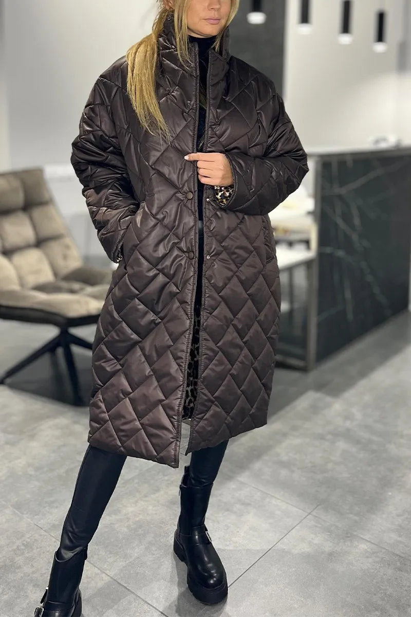 Manteau matelassé – Élégance intemporelle avec une touche léopard audacieuse