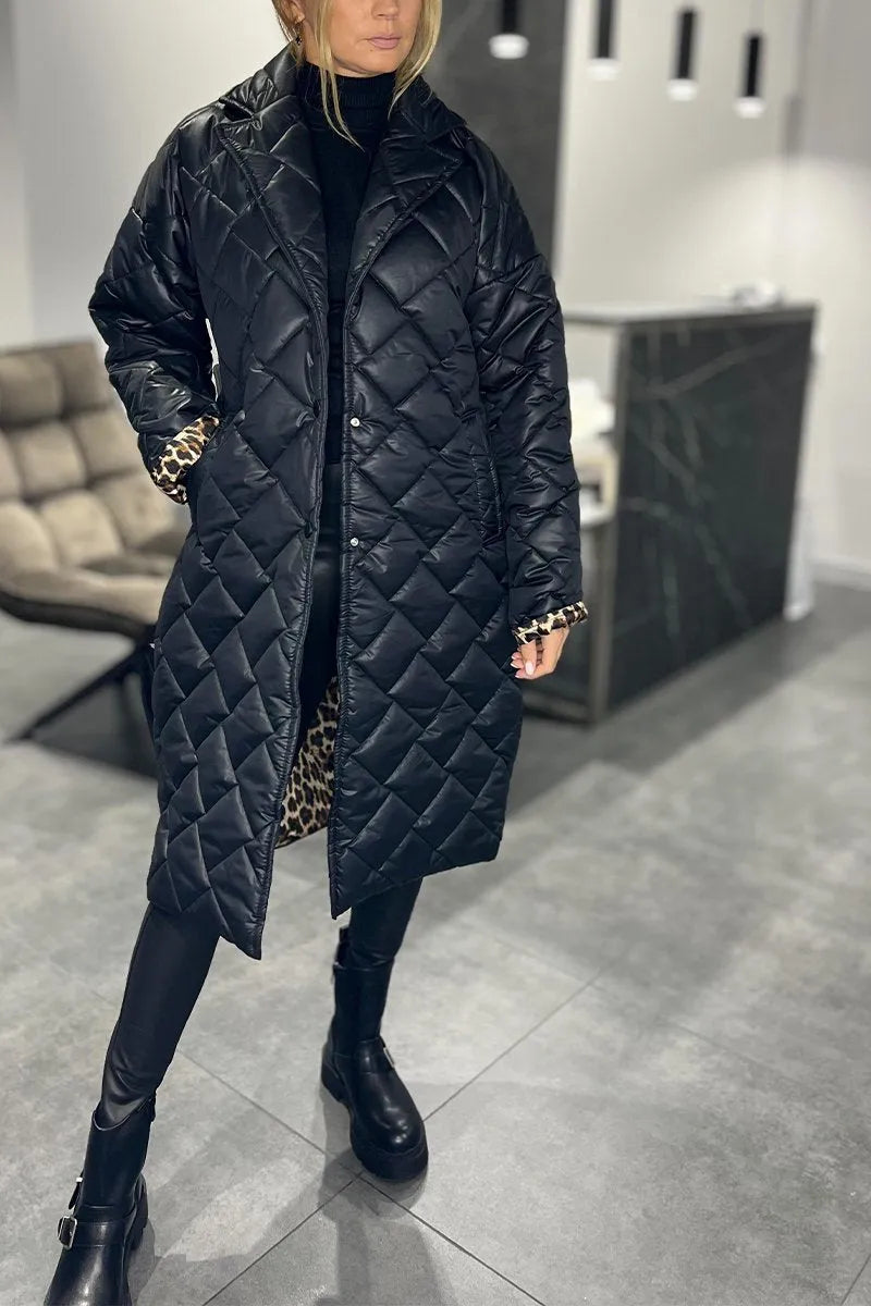 Manteau matelassé – Élégance intemporelle avec une touche léopard audacieuse