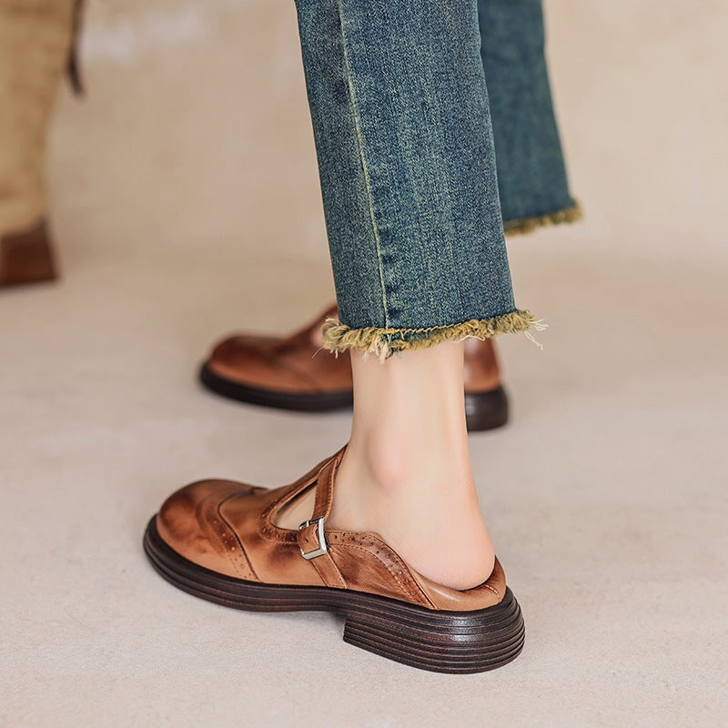 Mary Janes – Confort Vintage avec Bride T & Détail Fleur