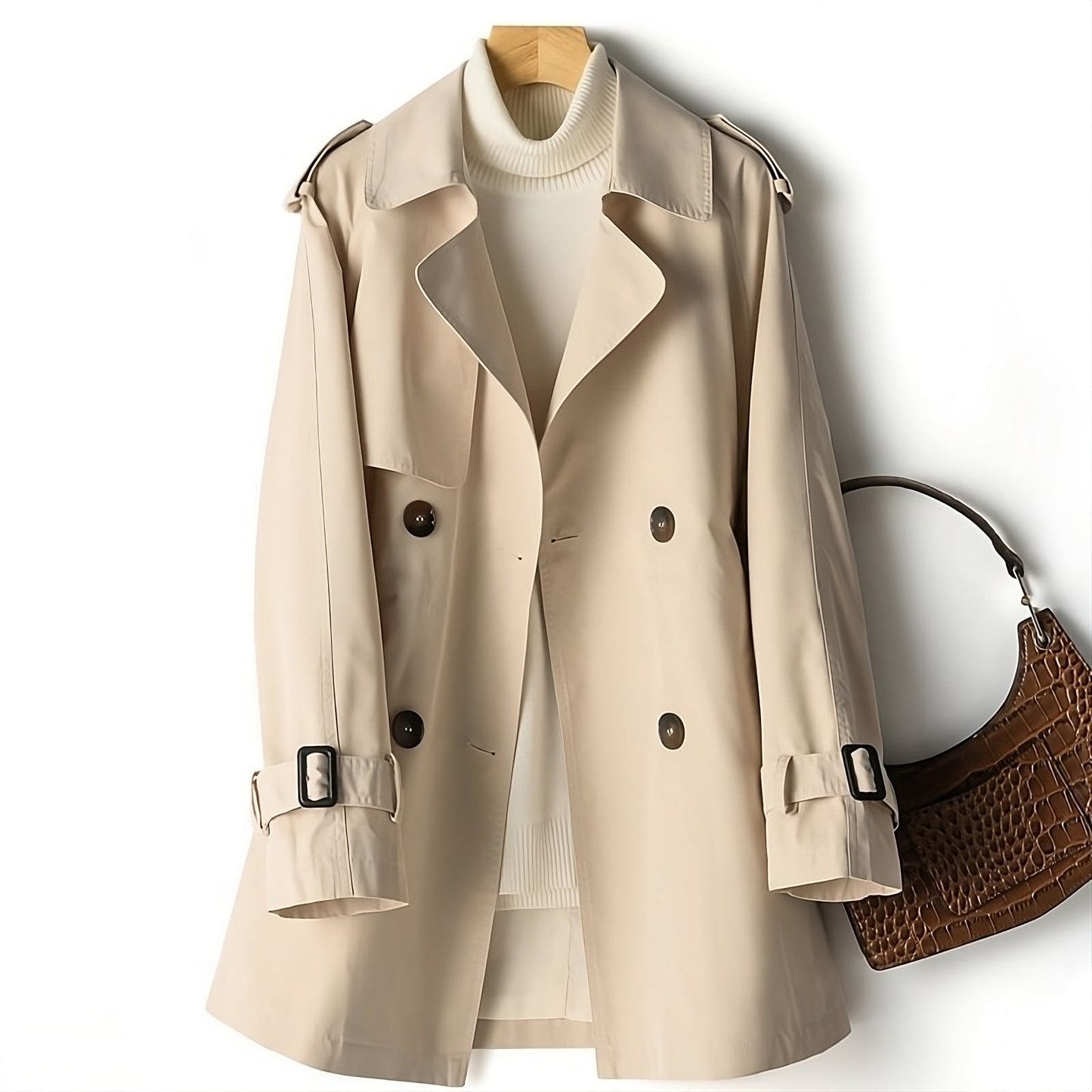 Trench Élégant – Design Croisé Double et Coupe Intemporelle