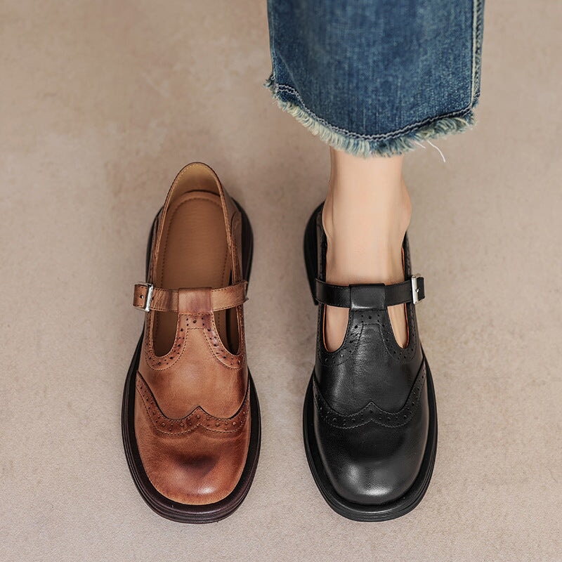 Mary Janes – Confort Vintage avec Bride T & Détail Fleur